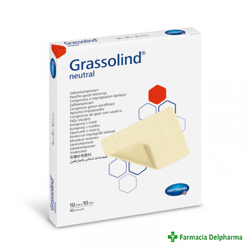 Grassolind Neutral comprese sterile 10 cm x 10 cm x 1 buc,, Hartmann