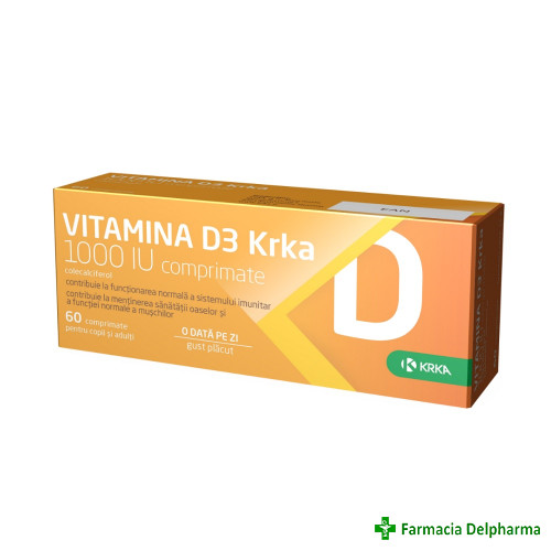 Vitamina D3 1000 UI x 60 compr., KRKA