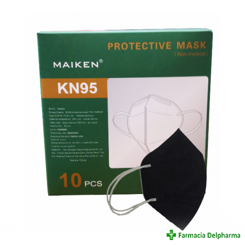 Masca protectie KN95 neagra cu valva x 1 buc., Maiken