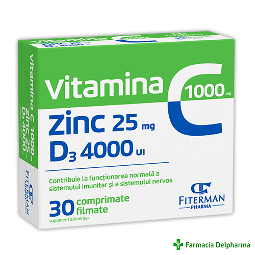 Vitamina C 1000 mg + Zinc + Vitamina D3 x 30 compr., Fiterman