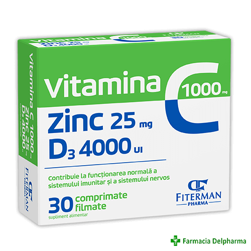 Vitamina c 1000mg + zinc 25mg + vitamina d3 4000ui x 30 compr. film