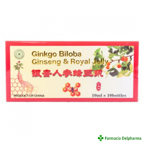 Ginkgo Biloba + Ginseng + Royal Jelly x 10 flacoane, Sanye