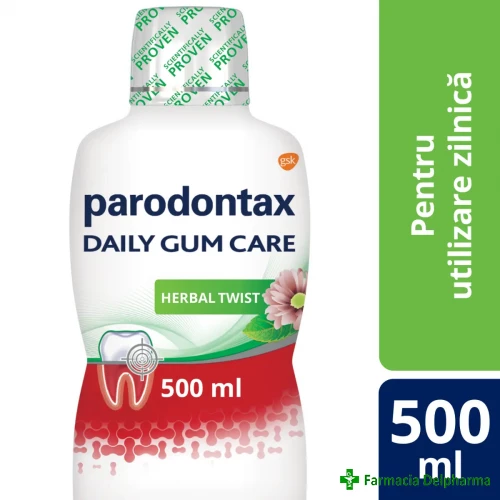 Apa de gura Parodontax Daily Gum Care Herbal Twist x 500 ml, GSK