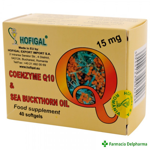 Coenzima Q10 15 mg in Ulei de Catina x 40 caps., Hofigal