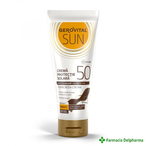 Crema protectie solara SPF 50 Gerovital Sun x 100 ml 4646, Farmec