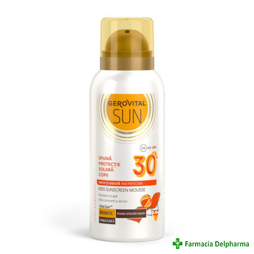 Spuma protectie solara copii SPF 30 Gerovital Sun x 100 ml 4649, Farmec