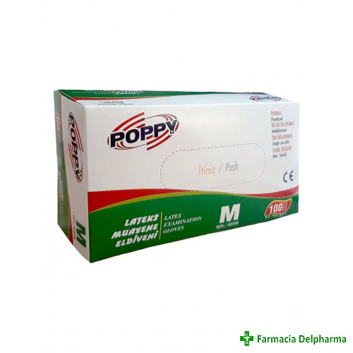 Manusi din latex pudrate M x 100 buc., Poppy