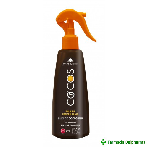 Emulsie pentru plaja cu ulei cocos spray SPF 50 x 200 ml, Cosmetic Plant