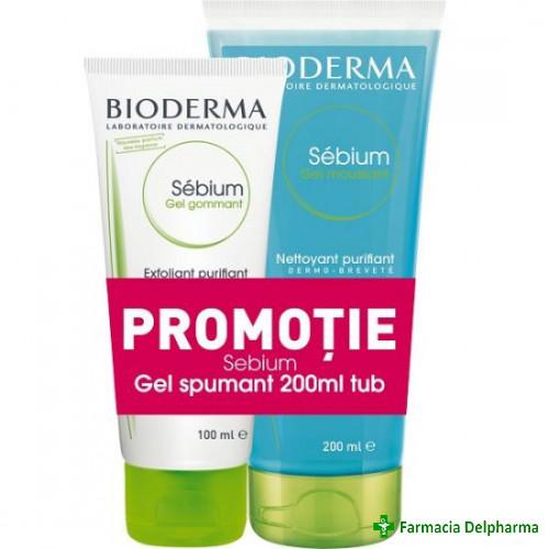 Sebium Gel exfoliant x 100 ml + Sebium Gel spumant x 200 ml, Bioderma