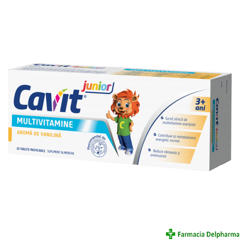 Cavit Junior Multivitamine cu aroma de vanilie x 20 tabl. mast., Biofarm