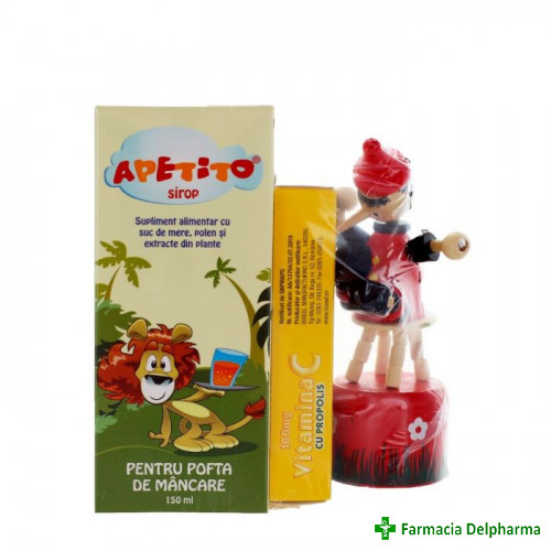 Apetito sirop x 150 ml + Vitamina C cu propolis cadou, Bioeel