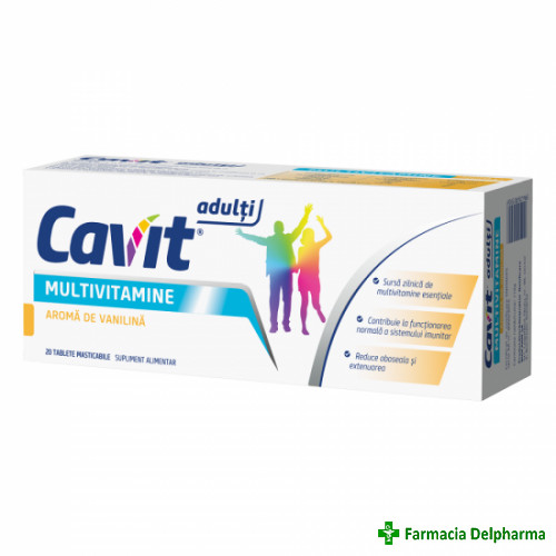 Cavit Adulti Multivitamine cu aroma de vanilie x 20 tabl. mast., Biofarm