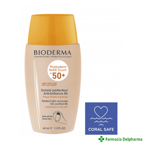 Photoderm Nude Touch foarte deschis SPF 50+ x 40 ml, Bioderma