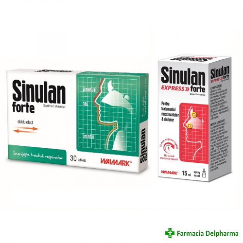 Sinulan Forte x 30 compr. + Sinulan Express Forte spray x 15 ml pachet, Walmark
