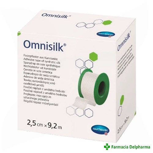 Omnisilk plasture matase 2.5 cm x 9.2 m x 1 rola, Harmann