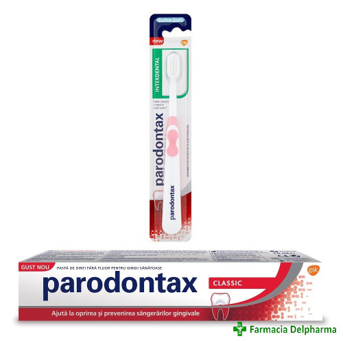 Pasta de dinti Parodontax Classic x 75 ml + Periuta de dinti Parodontax Interdental Extra Soft, GSK