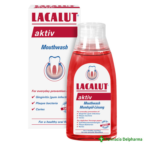 Apa de gura Lacalut Aktiv Antiplaque x 300 ml, Zdrovit