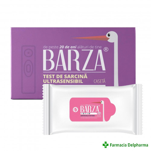 Test de sarcina ultrasensibil tip caseta + servetele intime cadou, Barza