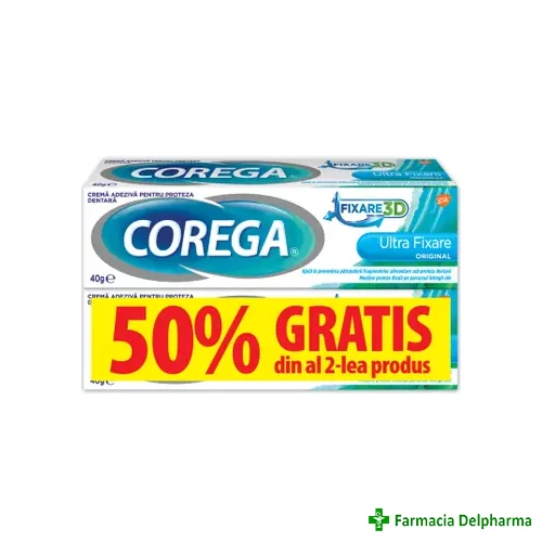 Crema adeziva Corega Ultra Fixare Original x 40 g 1+1 (50%), GSK