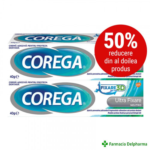 Crema adeziva Corega Ultra Fixare Neutro x 40 g 1+1 (50%), GSK