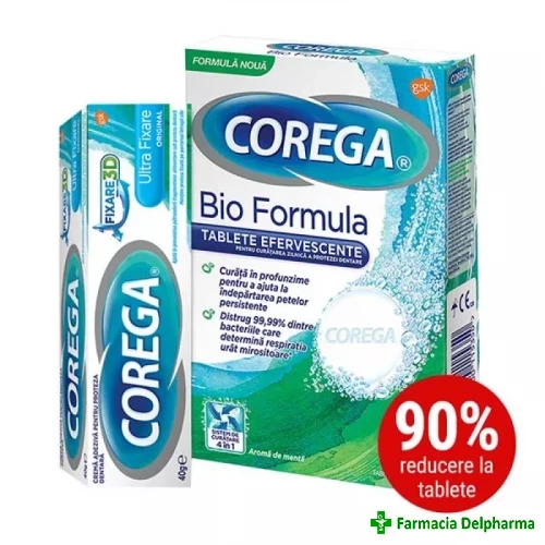 Crema adeziva Corega Ultra Fixare Original x 40 g + Tablete Corega x 30 buc., GSK