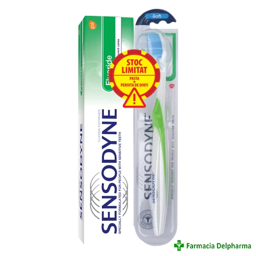 Pasta de dinti Sensodyne Fluoride x 100 ml + Periuta Sensodyne Medium, GSK
