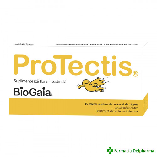 Protectis probiotic aroma capsuni x 10 compr., BioGaia