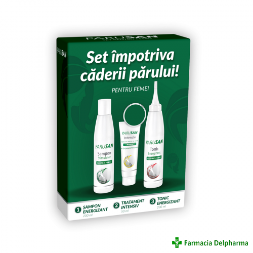 Parusan set pentru femei (Sampon x 200 ml + Tonic x 200 ml + Tratament x 50 ml), Zdrovit