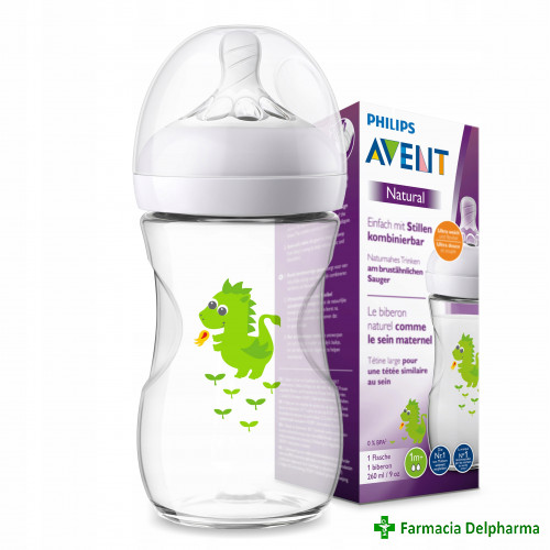 Biberon Natural Ultra Soft dragon debit lent 1m+ x 260 ml SCF070/24, Avent