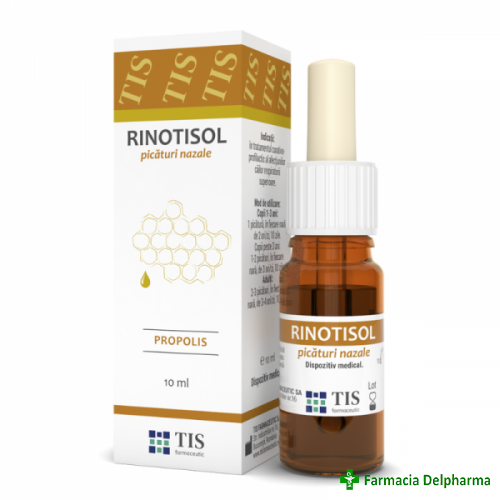 Rinotisol picaturi nazale cu propolis x 10 ml, Tis Farmaceutic