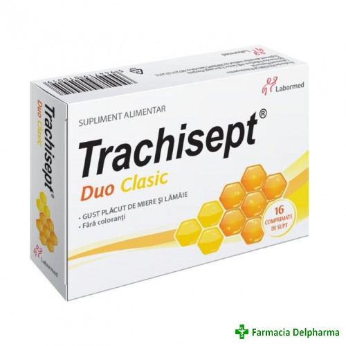 Trachisept Duo Clasic (Miere si Lamaie) x 16 compr. supt, Labormed