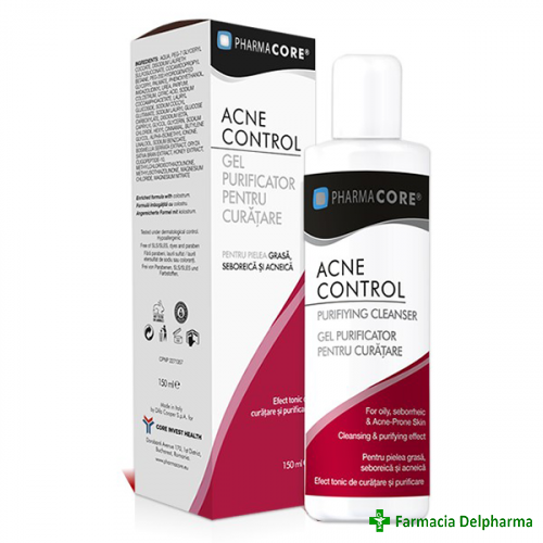 Gel purificator pentru curatare Acne Control x 150 ml, Pharmacore