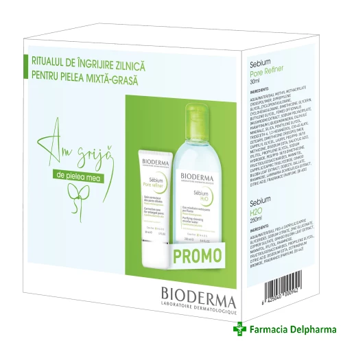 Sebium Pore Refiner x 30 ml + Sebium H2O x 250 ml, Bioderma