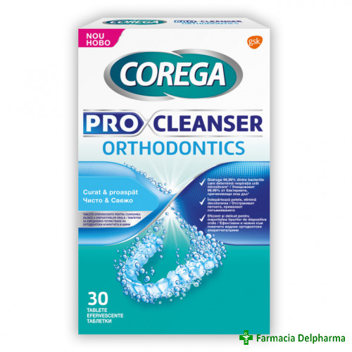 Tablete de curatare Corega Pro Cleanser Orthodontics x 30 buc., GSK