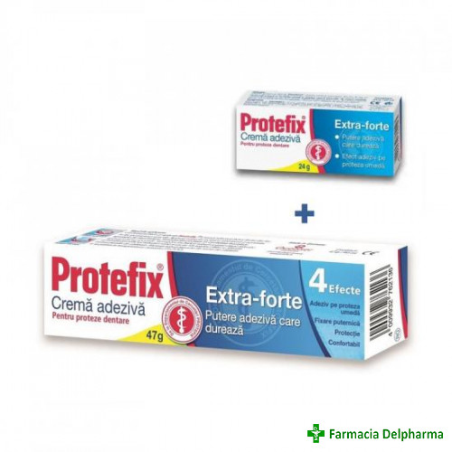 Crema adeziva Protefix Extra Forte x 40 ml + Crema Extra Forte x 20 ml, Queisser