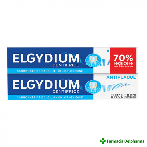 Pasta de dinti antiplaca Elgydium x 75 ml 1+1 (70%), Pierre Fabre
