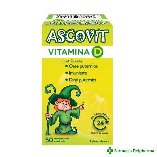 Ascovit Vitamina D3 x 50 compr. mast., Perrigo