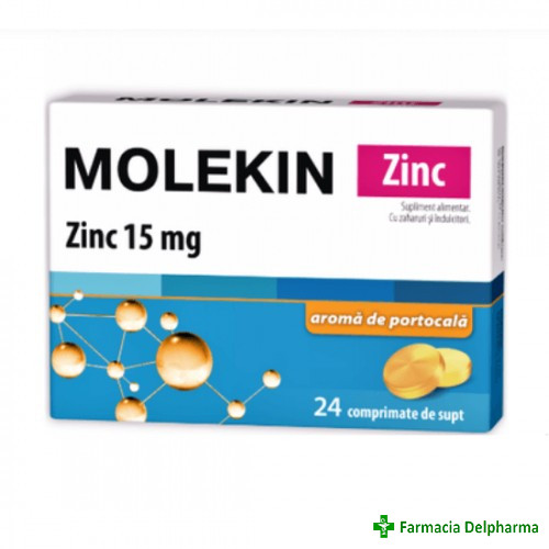 Molekin Zinc 15 mg aroma portocale x 24 compr., Zdrovit