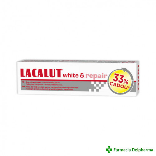Pasta de dinti Lacalut White & Repair x 75 ml + 33% cadou, Zdrovit
