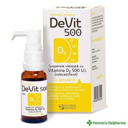 DeVit 500 suspensie uleioasa cu Vitamina D3 (picurator) x 20 ml, Emergo Pharm