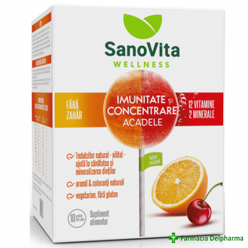 Acadele fara zahar pentru Imunitate si Concentrare x 10 buc., Sanovita Wellness