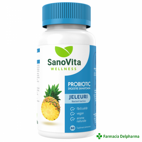 Jeleuri cu Probiotic aroma de ananas x 60 buc., Sanovita Wellness