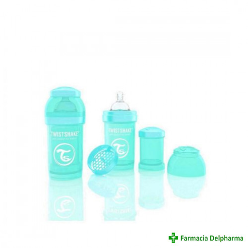 Biberon anticolici turcoaz 0+m x 180 ml, Twistshake