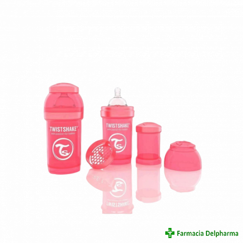 Biberon anticolici piersica 0+m x 180 ml, Twistshake