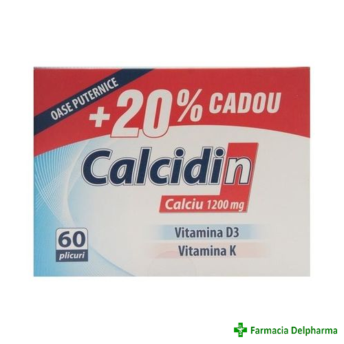 Calcidin Calciu x 60 plicuri (20% cadou), Zdrovit