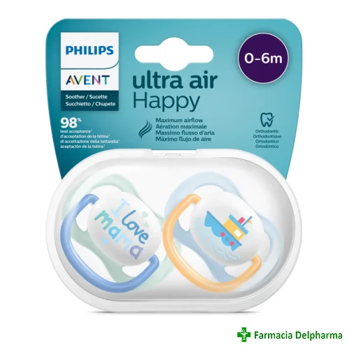 Suzeta Ultra Air Happy 0-6m baieti x 2 buc. SCF080/01, Avent