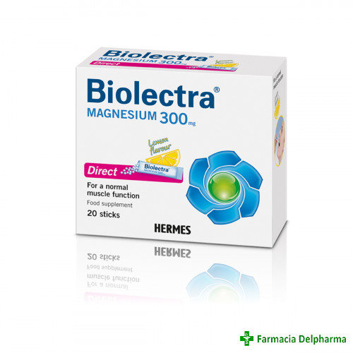 Biolectra Magneziu Direct aroma lamaie 300 mg x 20 plicuri, Hermes Arzneimittel
