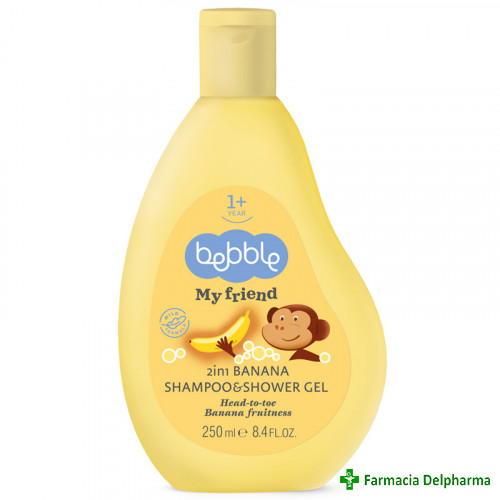 Sampon si gel de dus 2 in 1 aroma banana x 250 ml, Bebble