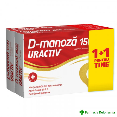 Uractiv D-manoza 1500 mg x 10 plicuri 1+1 gratis, Fiterman
