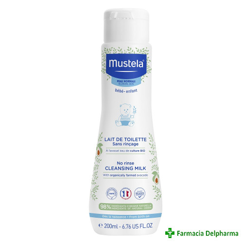 Lapte de curatare fara clatire pentru piele normala x 200 ml, Mustela